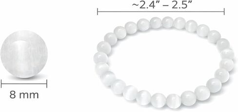 Natural Selenite Unisex Crystal Bracelet 8mm Beads, Healing, Energy Cleansing & Vastu Correction Stone for Men & Women, Spiritual Protection & Meditation Jewelry, Bring Luck, Prosperity, Happiness in Saudi Arabia