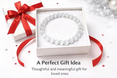 Natural Selenite Unisex Crystal Bracelet 8mm Beads, Healing, Energy Cleansing & Vastu Correction Stone for Men & Women, Spiritual Protection & Meditation Jewelry, Bring Luck, Prosperity, Happiness in Saudi Arabia