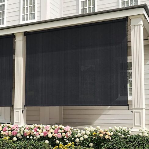 VICLLAX 108 inch Wide Outdoor Roller Shade for Patio, Patio Roll Up Sun Shade with Cord for Outdoor Porch Blinds, Anthracite Grey in Saudi Arabia