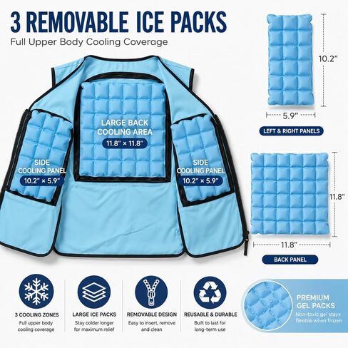 WORLD-BIO Cooling Vest with Reusable Ice Packs, Adjustable Cold Vest for Men & Women, Ice Vest for Hot Weather Outdoor in Saudi Arabia