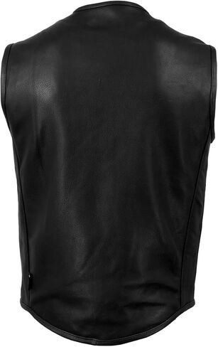 Hot Leathers Men's Standard USA Made Steerhide' Black Premium Leather Club Style Vest VSM5001-BLACK, Large in Kuwait
