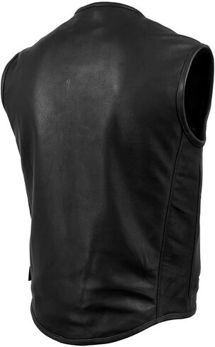 Hot Leathers Men's Standard USA Made Steerhide' Black Premium Leather Club Style Vest VSM5001-BLACK, Large in Kuwait