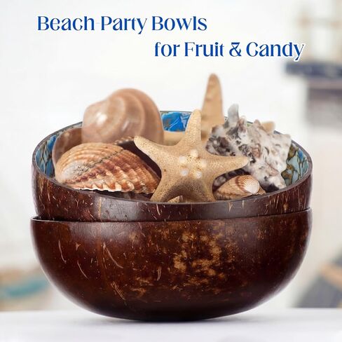 LemonRoad 4 Pcs Decorative Coconut Bowl Natural Coconut Bowl Circular Handmade Mother of Pearl Inlaid Shell for DIY Craft, Jewelry Storage, Candy, Key, Nuts, Fruits Dry Snack Storage(Classical) in Saudi Arabia