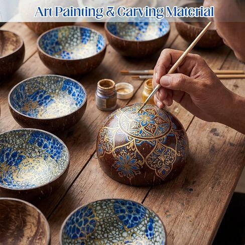 LemonRoad 4 Pcs Decorative Coconut Bowl Natural Coconut Bowl Circular Handmade Mother of Pearl Inlaid Shell for DIY Craft, Jewelry Storage, Candy, Key, Nuts, Fruits Dry Snack Storage(Classical) in Saudi Arabia