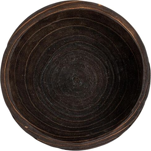 Creative Co-Op Round Paulownia Wood Pedestal Bowl, Marbled Brown Finish in Kuwait