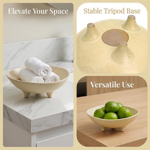 2 Pack 8 Inch Decorative Kety Bowl Fruit Dish for Entryway, Home | Ceramic Candle, Sand Holder, Modern, Vintage for Centerpieces in Kuwait