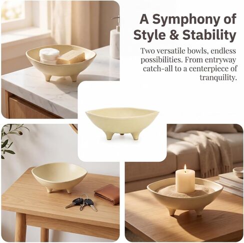 2 Pack 8 Inch Decorative Kety Bowl Fruit Dish for Entryway, Home | Ceramic Candle, Sand Holder, Modern, Vintage for Centerpieces in Kuwait