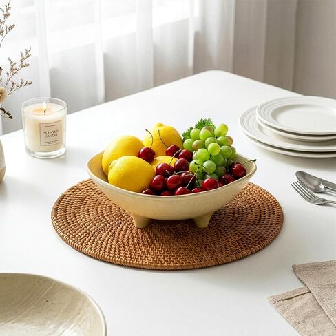 2 Pack 8 Inch Decorative Kety Bowl Fruit Dish for Entryway, Home | Ceramic Candle, Sand Holder, Modern, Vintage for Centerpieces in Kuwait