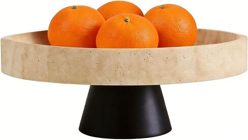 Large Decorative Fruit Bowl,Modern Travertine Key Bowl for Entryway Table,Pedestal Bowl for Dining Table Center,Living Room, Kitchen Decor Modern Home Decor Marble Bowl (10.23 Inch) in Saudi Arabia