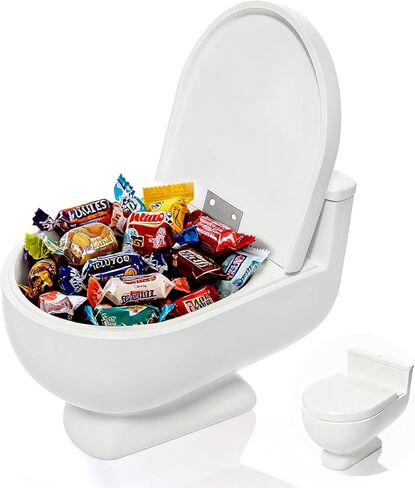 Toilet Shaped Candy Bowl Candy Dish For Office Desk Key Bowl For Entryway Table Plant Pots Indoor With Drainage Unique Home Decor (White) in Saudi Arabia