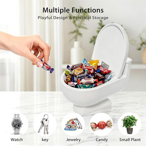 Toilet Shaped Candy Bowl Candy Dish For Office Desk Key Bowl For Entryway Table Plant Pots Indoor With Drainage Unique Home Decor (White) in Saudi Arabia