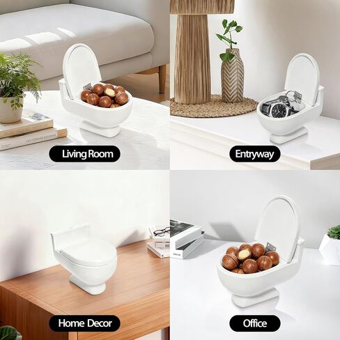Toilet Shaped Candy Bowl Candy Dish For Office Desk Key Bowl For Entryway Table Plant Pots Indoor With Drainage Unique Home Decor (White) in Saudi Arabia