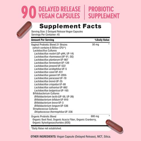 Raw Flora Vaginal Probiotics for Women | 90 Capsules | with Prebiotics | Vegan & Gluten Free Supplement in Saudi Arabia