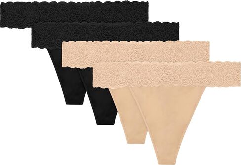 ملابس داخلية نسائية من Maidenform، 4 قطع، سراويل داخلية ناعمة للنساء، سراويل داخلية متوسطة الارتفاع، دانتيل من الألياف الدقيقة in Kuwait