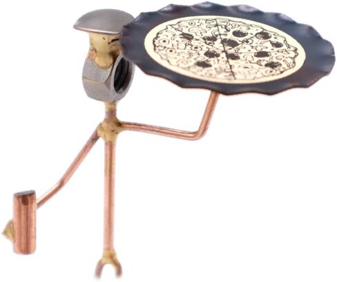Pizza Man Collectible Handmade Metal Art Figurine, Desk Accessories, Trophy, Boss Gift, Office Décor, Business Professional, Culinary Arts in Kuwait