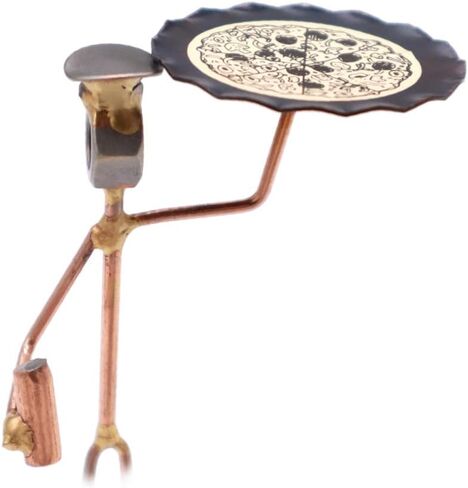 Pizza Man Collectible Handmade Metal Art Figurine, Desk Accessories, Trophy, Boss Gift, Office Décor, Business Professional, Culinary Arts in Kuwait