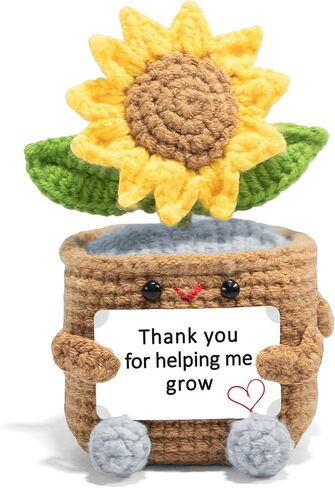 Thank You Gifts for Women Teacher, Positive Sunflower Crochet Gift with Card Emotional Support, Graduation End of Year Appreciation Retirement Gifts for Woman Boss Coworkers Friend Nurse in Saudi Arabia