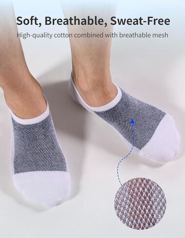 CLOSEMATE 6/8 Pairs Mens No Show Socks Cotton Ankle Socks with Non Slip Grips for Sneakers Low Cut Shoes in Saudi Arabia