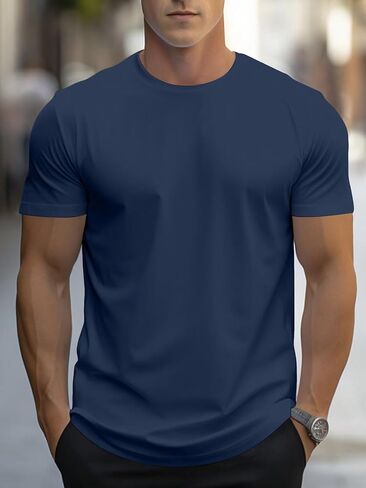 Mens Essential Short Sleeve T Shirt Crewneck Soft Casual Basic Tee in Kuwait