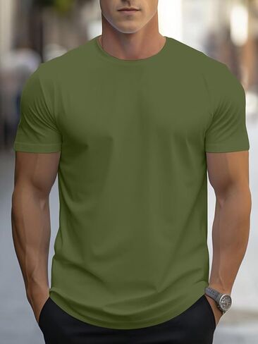 Mens Essential Short Sleeve T Shirt Crewneck Soft Casual Basic Tee in Kuwait