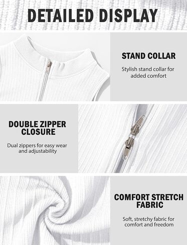 FEOYA Womens Sleeveless Activewear Tank Top Quick Drying Double Zipper Yoga Jacket Stretch Slim for Workout Running S-L in Kuwait