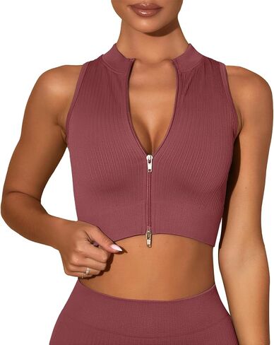 FEOYA Womens Sleeveless Activewear Tank Top Quick Drying Double Zipper Yoga Jacket Stretch Slim for Workout Running S-L in Kuwait