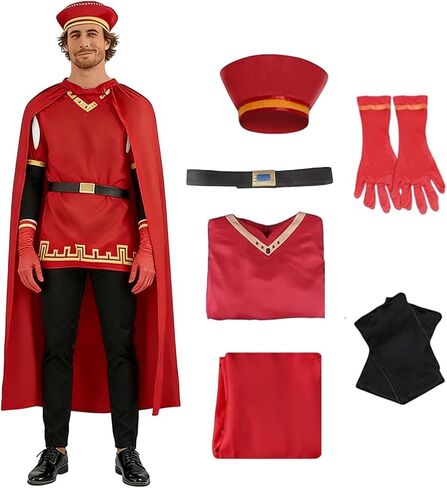 Adult Red Lord Farquaad Costume, Complete Set of Halloween Party Royal Mantle Costume in Kuwait