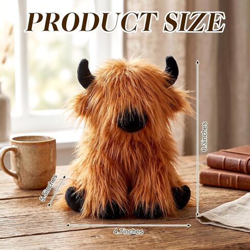 Nosiny Highland Cow Keychain Plush Cow Gifts Brown Stuffed Animal Key Chain Cute Soft Collectible Keyring Birthday Gift for Women Western Backpack Bag Charms Handbag Pendant for Car Purse Keys in Kuwait