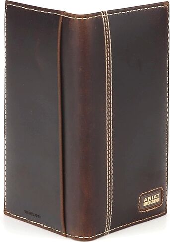 محفظة ARIAT الرجالية ذات الغرز الثلاثية للعمل Rodeo، حجب RFID، جلد، بني in Kuwait