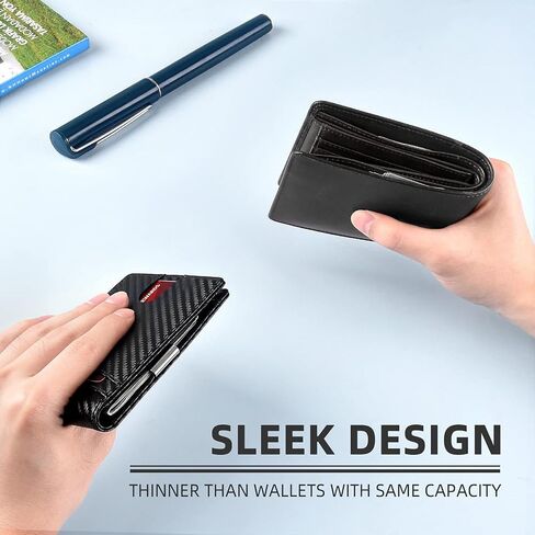 Slim Money Clip Wallet for Men, RFID Blocking Leather Bifold Front Pocket Wallet, Thin Mens Wallet with Card Holder, Minimalist Black Wallet Gift for Him（Black） in Kuwait
