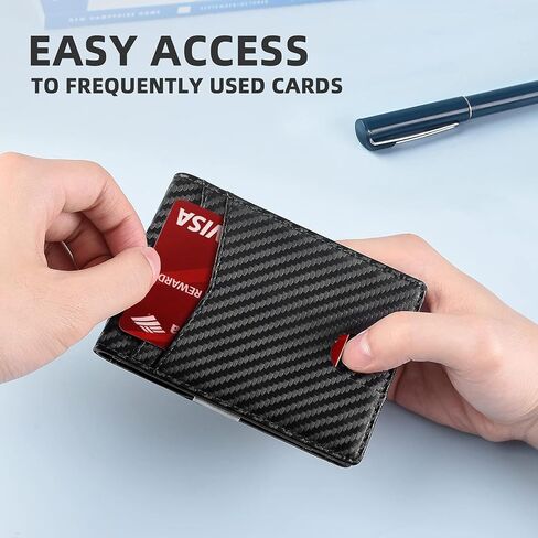 Slim Money Clip Wallet for Men, RFID Blocking Leather Bifold Front Pocket Wallet, Thin Mens Wallet with Card Holder, Minimalist Black Wallet Gift for Him（Black） in Kuwait