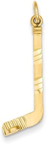 Saris and Things 14k Yellow Gold Hockey Stick Charm Pendant in Kuwait
