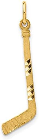 Saris and Things 14k Yellow Gold Hockey Stick Charm Pendant in Kuwait