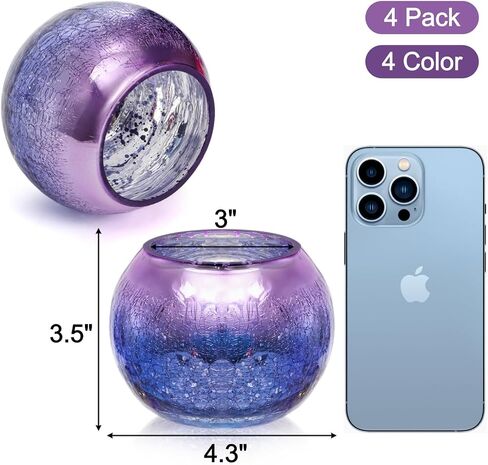 4 Pack Glass Votive Candle Holders, Grandient Tealight Holder, Stained Glass Candle Holder Bowl, Colorful Mosaic Scented Candle Stand for Home Decor Wedding Party Table Centerpieces, 4 Color in Kuwait