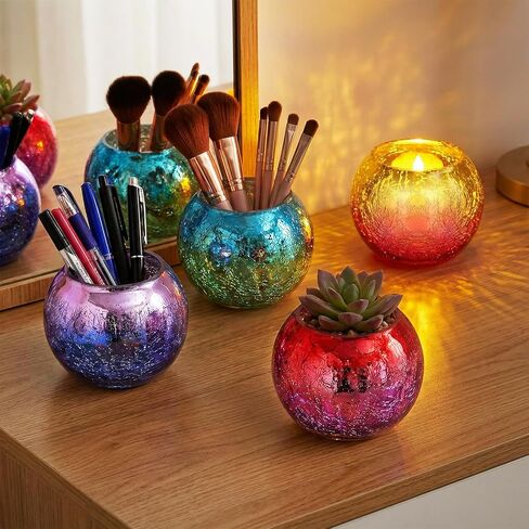 4 Pack Glass Votive Candle Holders, Grandient Tealight Holder, Stained Glass Candle Holder Bowl, Colorful Mosaic Scented Candle Stand for Home Decor Wedding Party Table Centerpieces, 4 Color in Kuwait