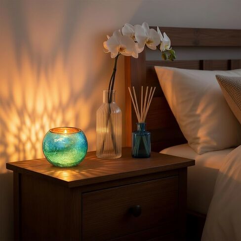 4 Pack Glass Votive Candle Holders, Grandient Tealight Holder, Stained Glass Candle Holder Bowl, Colorful Mosaic Scented Candle Stand for Home Decor Wedding Party Table Centerpieces, 4 Color in Kuwait
