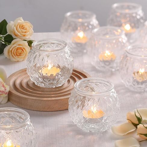DARJEN Clear Votive Candle Holder Set of 20, Upgraded Size Tea Light Candle Holder Glass for Wedding Table Centerpieces, Elegant Bulk Votive Holders for Party, Proposals and Wedding Shower in Saudi Arabia