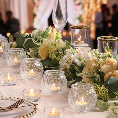 DARJEN Clear Votive Candle Holder Set of 20, Upgraded Size Tea Light Candle Holder Glass for Wedding Table Centerpieces, Elegant Bulk Votive Holders for Party, Proposals and Wedding Shower in Saudi Arabia
