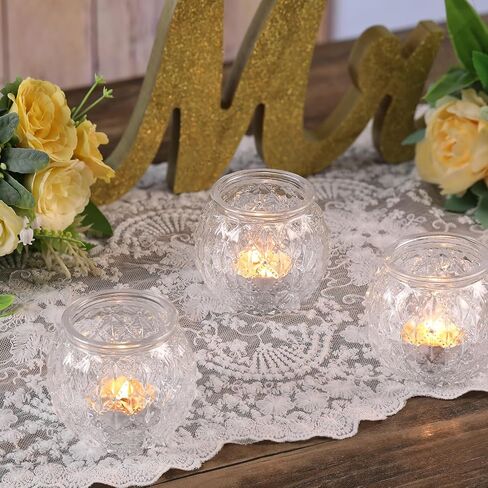 DARJEN Clear Votive Candle Holder Set of 20, Upgraded Size Tea Light Candle Holder Glass for Wedding Table Centerpieces, Elegant Bulk Votive Holders for Party, Proposals and Wedding Shower in Saudi Arabia