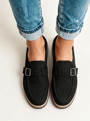 Women's Suede Buckle Mules Slip-On Clog Shoes for Casual Daily Wear in Kuwait