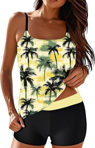 Tankini Swimsuits for Women with Shorts Summer Modest Floral 2 Piece Bathing Suits Plus Size Tummy Control Swimwear in Kuwait