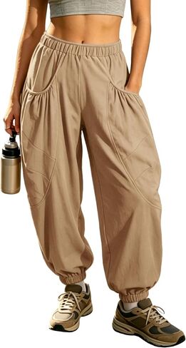Himosyber المرأة فضفاض الحريم السراويل عارضة فضفاضة مرنة عالية الخصر صالة Sweatpants مريح الركض مع جيوب in Kuwait