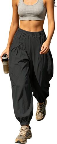 Himosyber المرأة فضفاض الحريم السراويل عارضة فضفاضة مرنة عالية الخصر صالة Sweatpants مريح الركض مع جيوب in Kuwait
