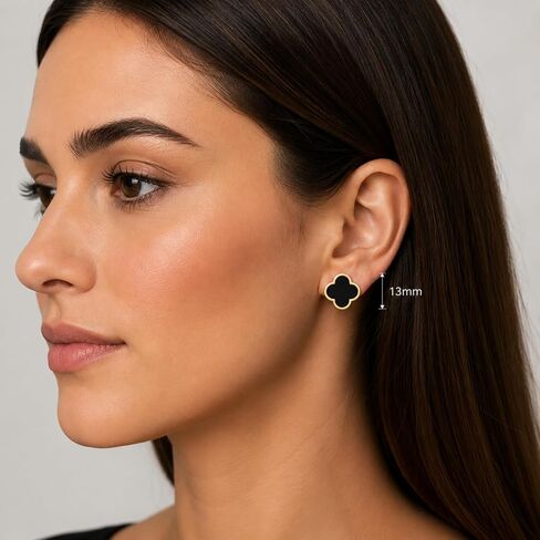 2 Pair Set I 18K Gold Plated Clover Earrings for Women | Four Leaf Stud Earrings | Valentines Gift I Anniversary I Wedding I Occasion in Saudi Arabia