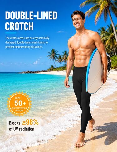 Roadbox Men's Swim Pants,Quick Dry Athletic Compression Long Running Leggings,UPF 50+ Surfing Tights for Water Swimming in Kuwait