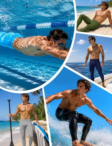 Roadbox Men's Swim Pants,Quick Dry Athletic Compression Long Running Leggings,UPF 50+ Surfing Tights for Water Swimming in Kuwait