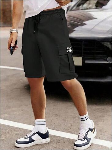 VIPWOLF Men's Cargo Shorts Baggy Elastic Waist Wide Leg Drawstring Streetwear Workout Athletic Gym Casual Summer Track Shorts in Kuwait