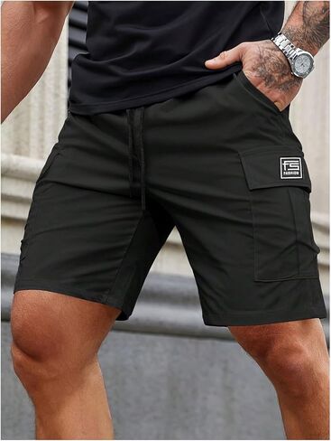 VIPWOLF Men's Cargo Shorts Baggy Elastic Waist Wide Leg Drawstring Streetwear Workout Athletic Gym Casual Summer Track Shorts in Kuwait