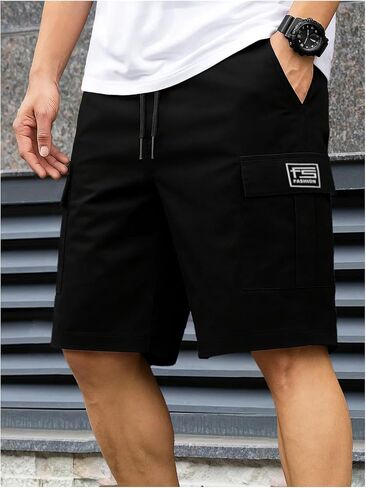 VIPWOLF Men's Cargo Shorts Baggy Elastic Waist Wide Leg Drawstring Streetwear Workout Athletic Gym Casual Summer Track Shorts in Kuwait