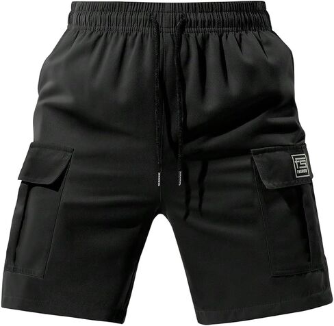 VIPWOLF Men's Cargo Shorts Baggy Elastic Waist Wide Leg Drawstring Streetwear Workout Athletic Gym Casual Summer Track Shorts in Kuwait